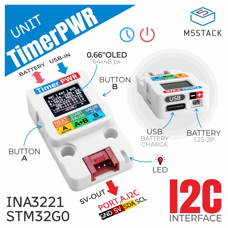 M5Stack Core2 - Unité d'alimentation avec minuterie officielle M5Stack