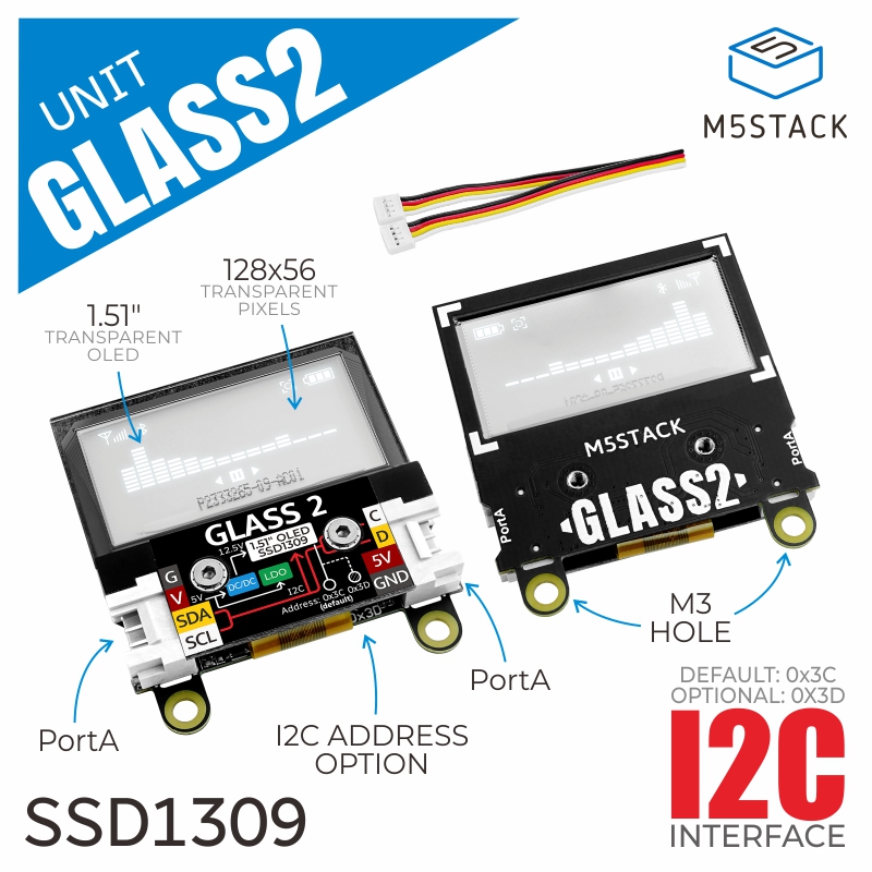 M5Stack Core2 - Unité officielle Glass2 M5Stack avec OLED