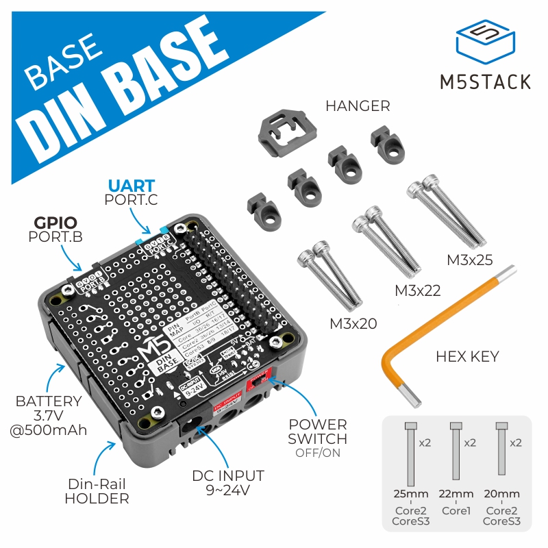 M5Stack-Base Din Officielle av - M5Stack Core2 avis et prix